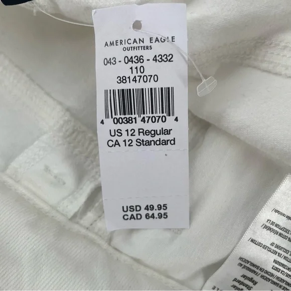 NWT American Eagle White Stretch Denim 5 Pocket Mom Jeans Casual Cotton Blend - Picture 12 of 13